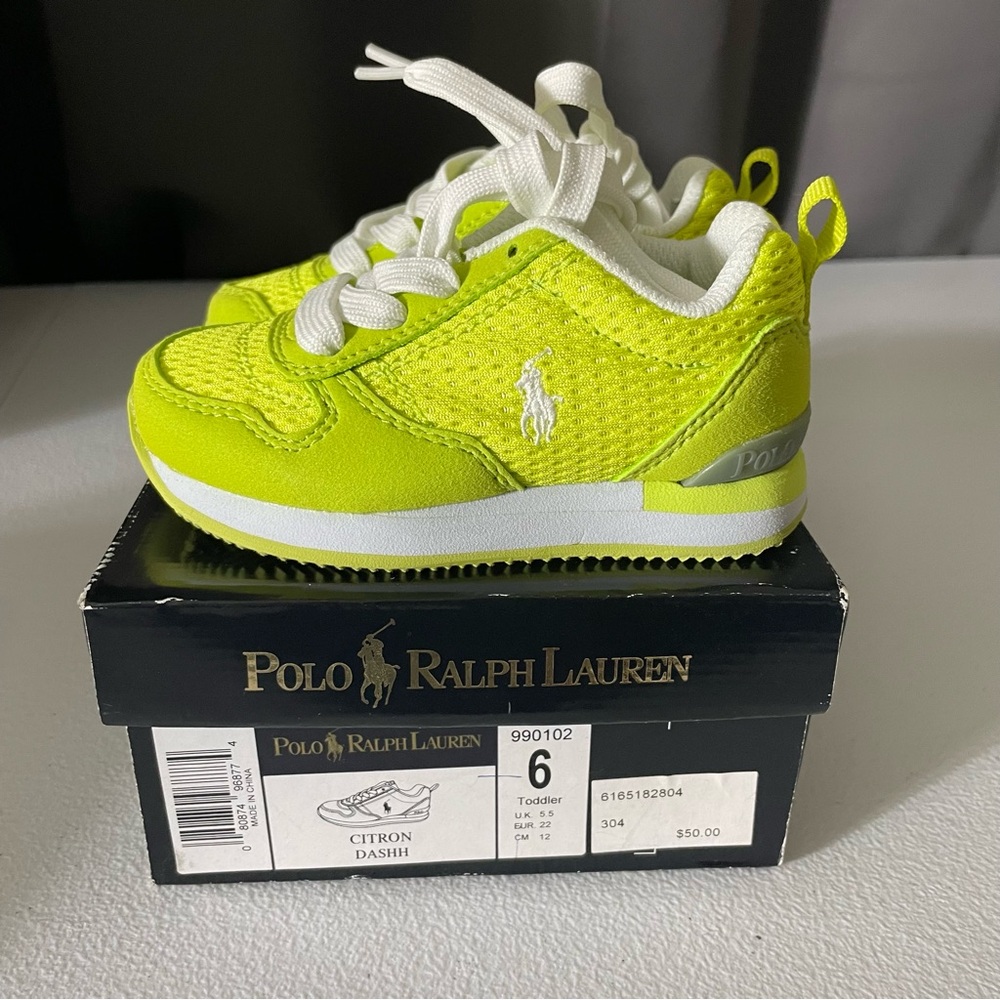 Polo by Ralph Lauren Lime Green Sneakers Modern Sporty Design Toddler Size 6 NWT